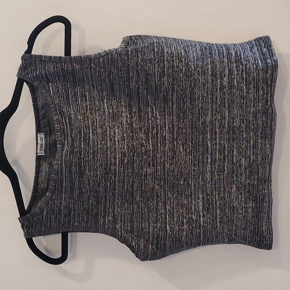 STAR CCC Vintage Black and Metallic Silver Sparkly Y2K 90s Crop Top L - Picture 4 of 5